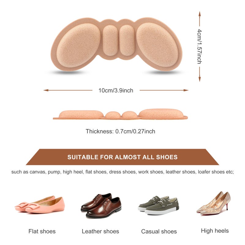 Riootlnm Heel Pads for Shoes Too Big  Shoe Inserts for Loose Shoes  Heel Grips Protectors for Blisters Pain  Filler Make Shoes Fit Tighter  Rubbing  Prevent Slip for Women Men (4PairsRosyBrownBlack) - Image 2